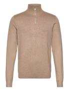 Half Zip Mélange Knit Tops Knitwear Half Zip Jumpers Beige Lindbergh