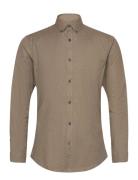 Mouliné Stretch Shirt L/S Tops Shirts Casual Beige Lindbergh