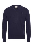 Extrafine Lambswool V-Neck Tops Knitwear V-necks Navy GANT