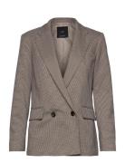 Micro Houndstooth Double-Breasted Blazer Blazers Double Breasted Blaze...