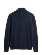 Essential Emb Knit Half Zip Tops Knitwear Half Zip Jumpers Navy Superd...