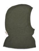 Knitted Balaclava With Frill Accessories Headwear Balaclava Green Cope...