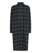 Plaid Cotton Shirtdress Knelang Kjole Navy Polo Ralph Lauren