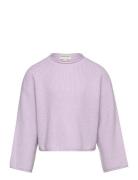 Cropped Knit Pullover Tops Knitwear Pullovers Purple Tom Tailor