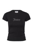 Dot Ruched Tee Tops T-shirts & Tops Short-sleeved Black Juicy Couture