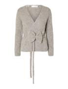 Slfgabella Ls Knit Bow Cardigan Tops Knitwear Cardigans Grey Selected ...