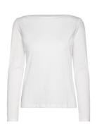 Long-Sleeved Boat-Neck T-Shirt Tops T-shirts & Tops Long-sleeved White...