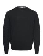 100 % Merino Crew Neck Knit Tops Knitwear Round Necks Black Lindbergh ...