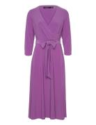 Surplice Jersey Dress Knelang Kjole Purple Lauren Ralph Lauren