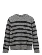 Mmthora Stripe Crewneck Knit Tops Knitwear Jumpers Grey MOS MOSH