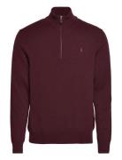 Wool Quarter-Zip Sweater Tops Knitwear Half Zip Jumpers Burgundy Polo ...