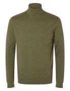 Slhberg Roll Neck Noos Tops Knitwear Turtlenecks Green Selected Homme