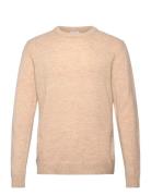 Lambswool O-Neck Knit Tops Knitwear Round Necks Beige Lindbergh