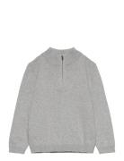 Zip Neck Jumper Tops Knitwear Pullovers Grey Mango