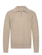 Sweater With Polo-Neck Structure And Zip Tops Knitwear Half Zip Jumper...