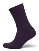 Fine Wool Rib Socks Lingerie Socks Regular Socks Purple Mp Denmark