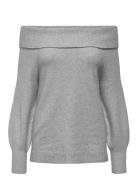 Onljeanett Life L/S Off Shoulder Cc Knt Tops Knitwear Jumpers Grey ONL...