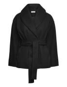 Shawl Collar Short Coat Ulljakke Jakke Black Gina Tricot