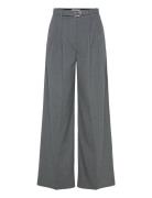 Freja Wide Bottoms Trousers Wide Leg Grey Reiss