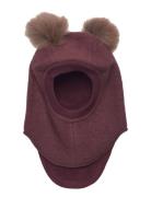 Balaclava Wool Alpaca Pompoms Accessories Headwear Balaclava Burgundy ...