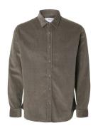 Slhregowen-Cord Shirt Ls Noos Tops Shirts Casual Grey Selected Homme