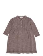 Merino Pointelle Dress W. Collar Dresses & Skirts Dresses Casual Dress...