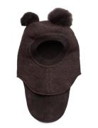 Balaclava Wool Alpaca Pompoms Accessories Headwear Balaclava Brown Hut...