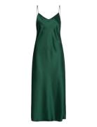 Satin Midi Slip Dress Knelang Kjole Green Polo Ralph Lauren