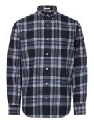 Reg Tartan Melange Check Shirt Tops Shirts Casual Navy GANT