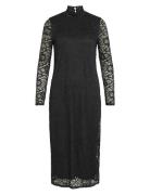 Vidida L/S High Neck Midi Lace Dress/Ka Knelang Kjole Black Vila