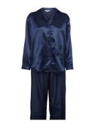 Satin Long Sleeve Pyjamas Pyjamas Blue Lady Avenue