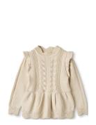 Alilly Peplum Pullover Tops Knitwear Pullovers Cream Fliink