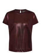 Mmnivola O-Neck Metallic Tee Tops T-shirts & Tops Short-sleeved Burgun...