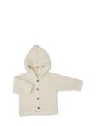 Cardigan Bouclé Merino Wool W. Buttons And Hoodie Outerwear Fleece Out...