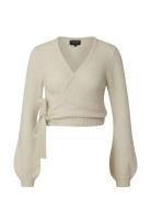 Cecilia Alpaca Blend Wrap Sweater Tops Knitwear Cardigans Cream Lexing...