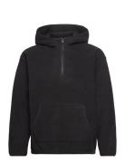 Hooded Sherpa Pullover Jet Bla Tops Sweat-shirts & Hoodies Hoodies Bla...