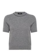 100% Wool Short-Sleeved Sweater Tops Knitwear Jumpers Grey Mango