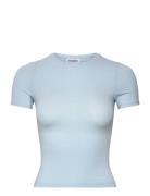 Slim Fitted T-Shirt Tops T-shirts & Tops Short-sleeved Blue Weekday