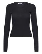 Sheer Rib Long Sleeve Top Tops T-shirts & Tops Long-sleeved Black Week...