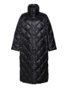 Diamond-Quilted Down Funnelneck Maxicoat Vattert Jakke Black Lauren Wo...