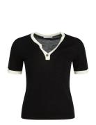 Merino Wool Short Sleeve Knit Top, Kendra 2 Tops Knitwear Jumpers Blac...