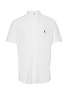 Featherweight Mesh-Ssl-Knt Tops Shirts Short-sleeved White Polo Ralph ...