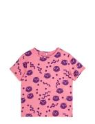 Squiggly Cats Aop Ss Tee Tops T-shirts Short-sleeved Pink Mini Rodini