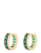 Tina St Ring Ear G/Green - Accessories Jewellery Earrings Hoops Gold S...