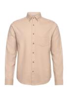 Reg Herringb Flannel Shirt Tops Shirts Casual Beige GANT