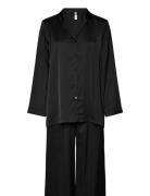 Pyjama Long Sleeve Satin Pyjamas Black Lindex