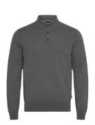 Gemello-P Tops Knitwear Long Sleeve Knitted Polos Grey BOSS