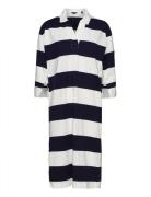 D1. Feminine Striped Rugger Dress Knelang Kjole Blue GANT