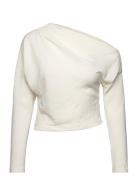 Asymmetrical Blouse With Ruched Detail Tops Blouses Long-sleeved Cream...