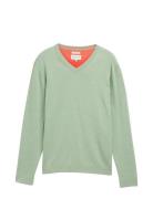 Basic V-Neck Knit Tops Knitwear V-necks Green Tom Tailor